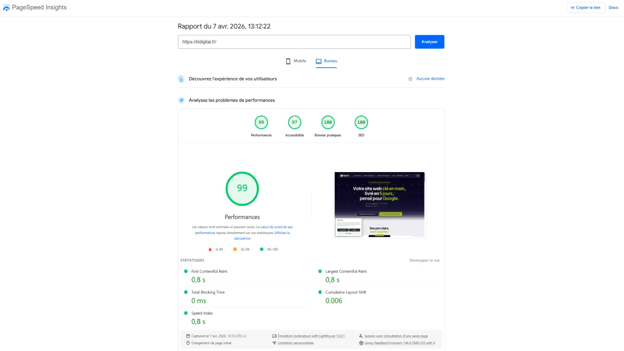 Illustration vitesse site web performance