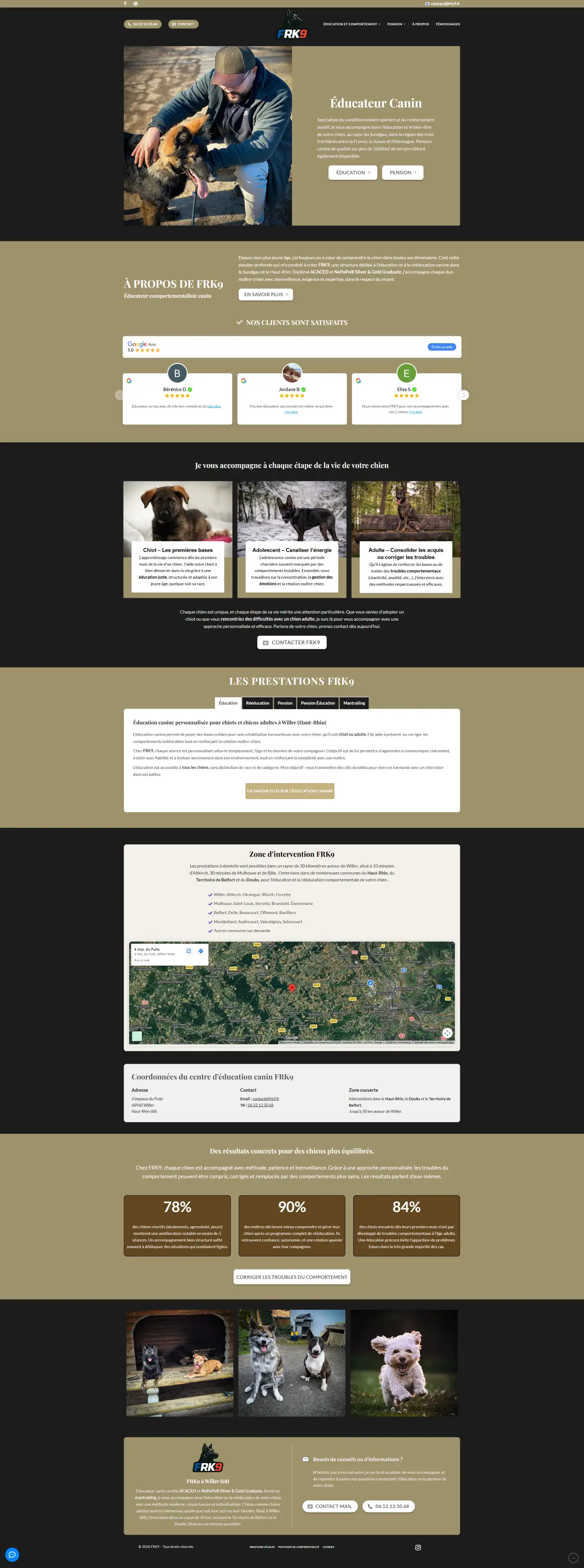 Site internet FRK9 - version desktop